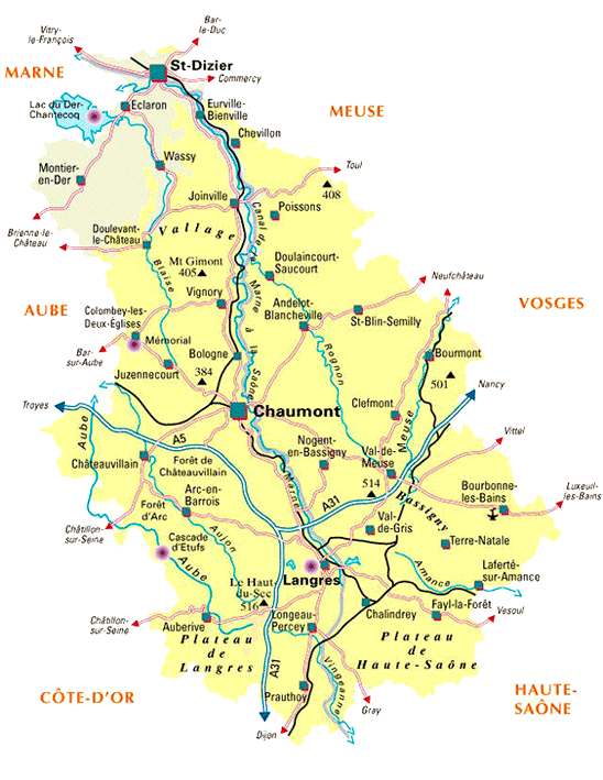 Carte du département de la Haute-marne